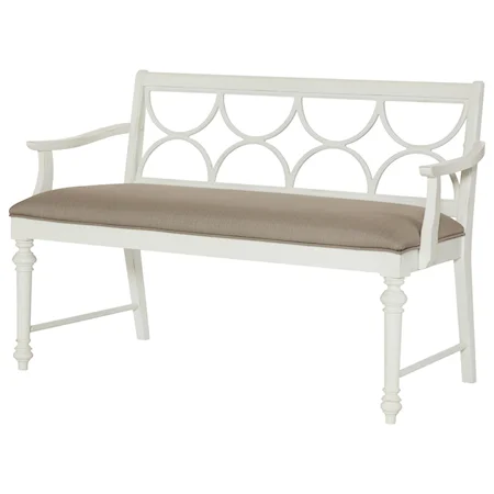 Upholstered Dining Bench with Decorative Wood Back